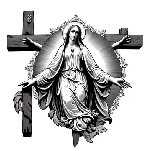 Virgin Mary With Crusifixion On Top