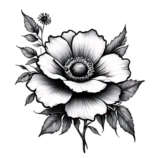 Fine Line Flower Tattoo Design
