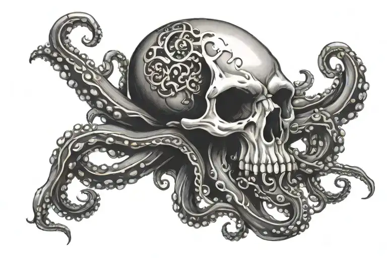 Skull Octopus Throat Wrapped Round