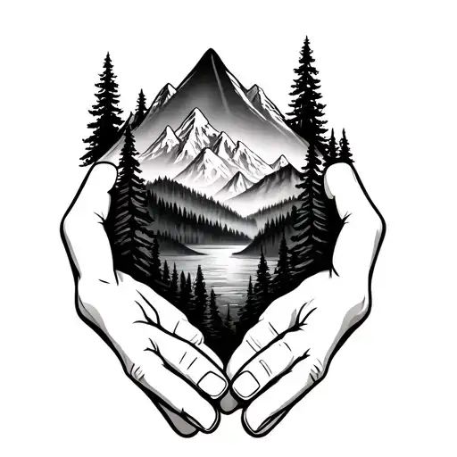 Holding Mountains And Forest In Hands