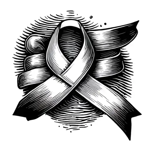 Fingerprint With A Cancer Ribbon Wrapped Around It