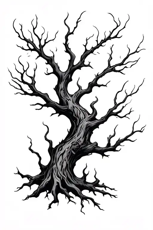 Dry Tree Branching On Fire