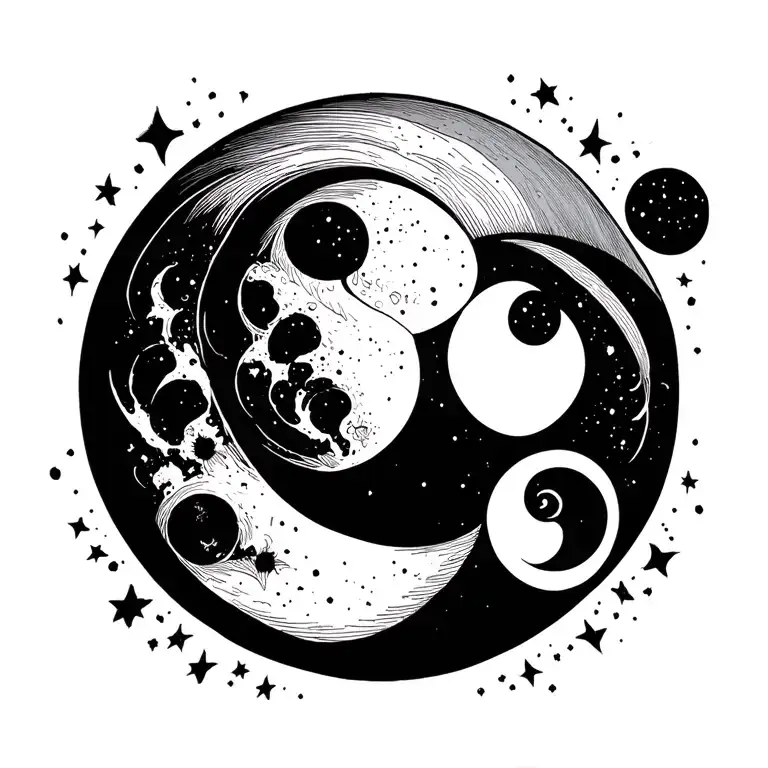 Line Art Moon Cycles Verticle