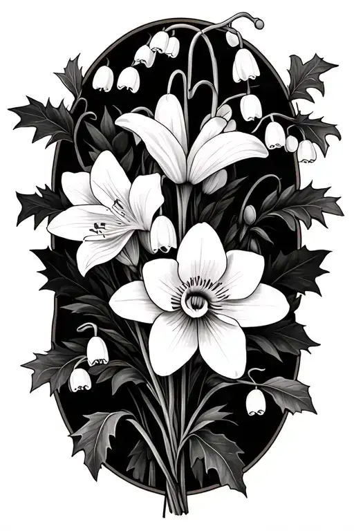 Lily Of The Valley Holly Daffodil August Birth Flower Bouquet