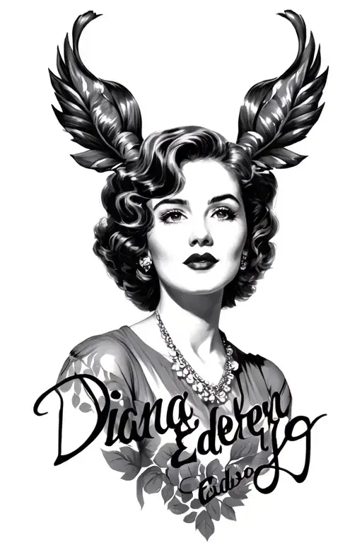 Tatto With Diana Edberg Written In Cursive With A Surprise Twist But No Person Or Self Portrait