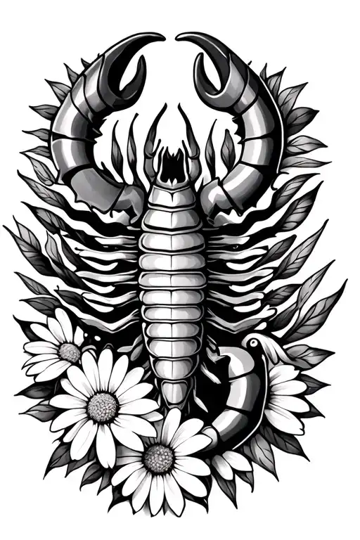 Mandala Design Featuring Scorpio Zodiac Sign And Daisy Flower Make It Manly