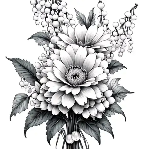 Chrysanthemum And Lily Of The Valley Flowers Intertwined