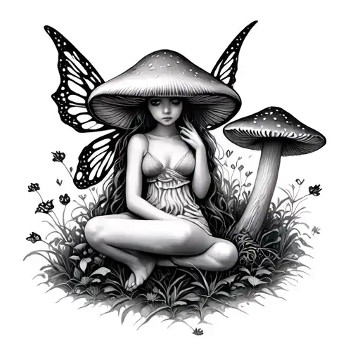 Mushrooms Fairy Sitting