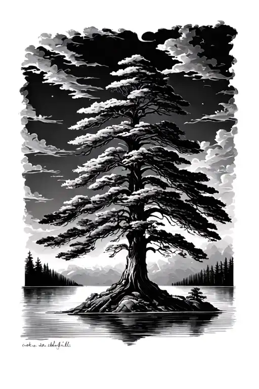 Tall Tree In The Lake