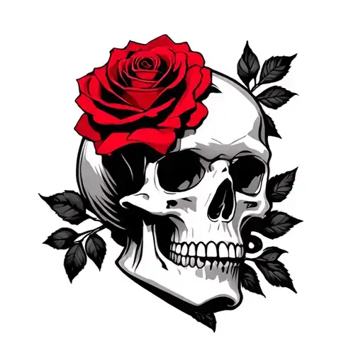 Rose And Scull Red And Black