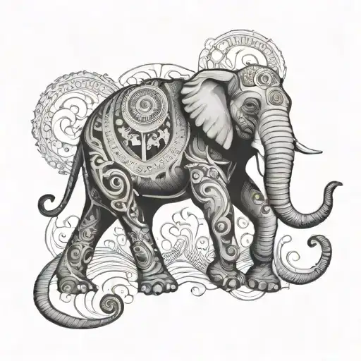 Blend The Ancient Symbolism Of Elephants With Elements Of Oud Music For A Captivating Tattoo Design