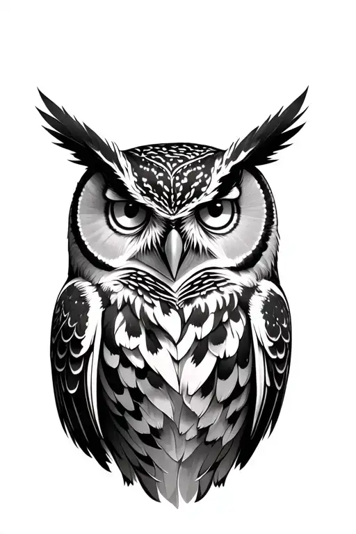 Calm Stoic Owl Face Realistic