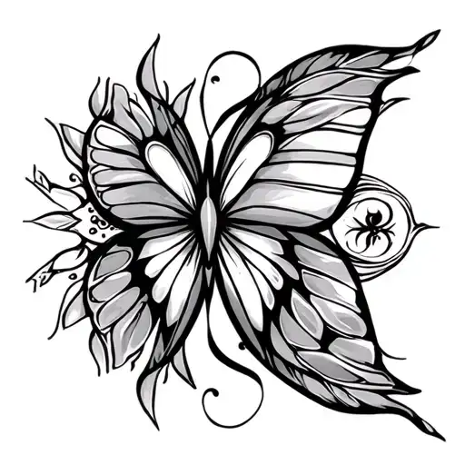 Butterfly Unalome Symbol Integrated