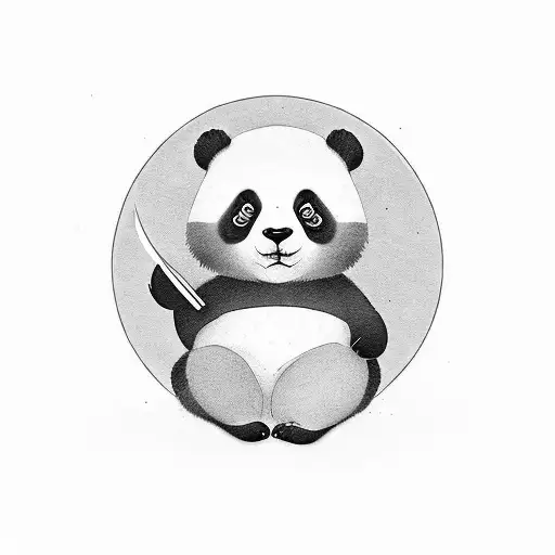 Cute Little Panda Holding A Knife