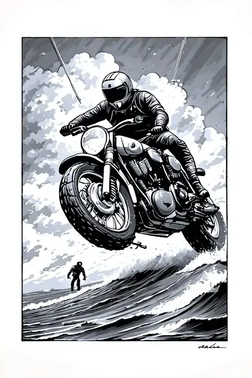 Skydiver In The Sky With A Motorcyclist Riding On The Ground And A Scuba Diver In The Ocean