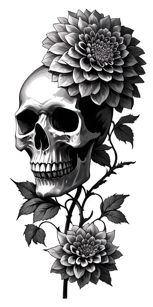 Dahlia Flower Skull