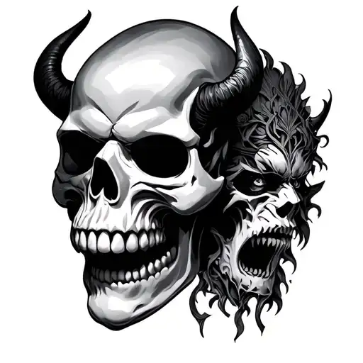 Skull And Demon Mask
