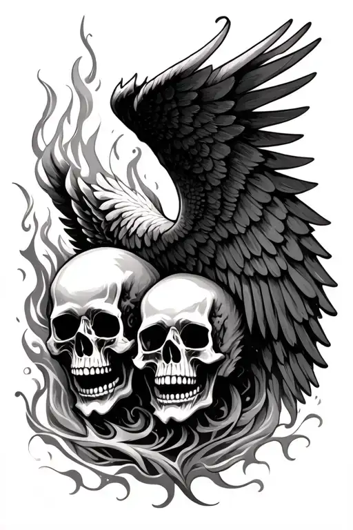 Wings Fire Skulls Representing Hope Through Dark Times