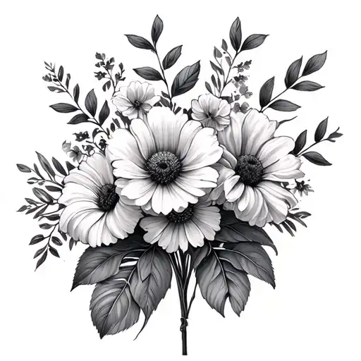 Cross Birth Flower Bouquet July And October