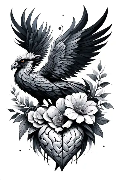 Geometric Phoenix Brain And Heart Blossom