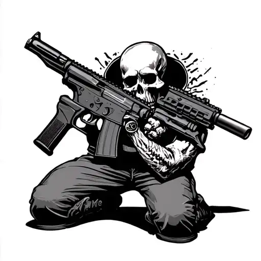Skull And Ar 15 Kneeling