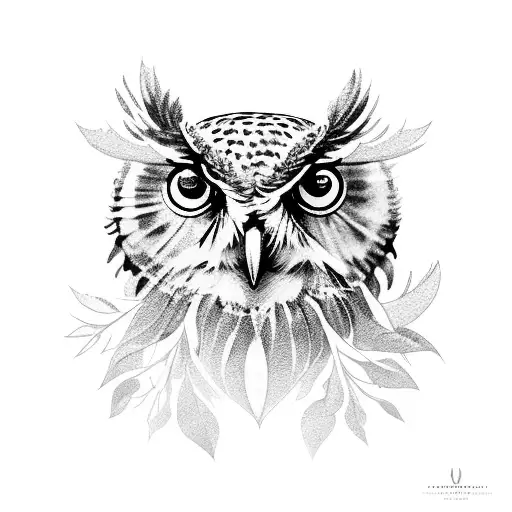 Owl One Wing Spread Hardy Hibiscus Flowers And Branch