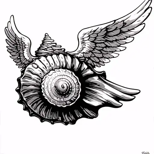Seashell With Angel Wings Spread