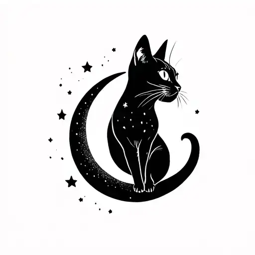 Minimalist Moon And Cat