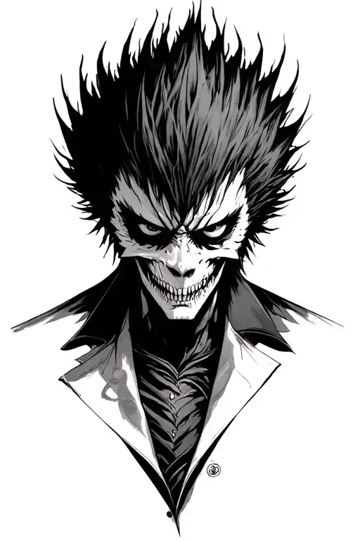 Ryuk Over Light Yagami Writing In The Deathnote Notebook