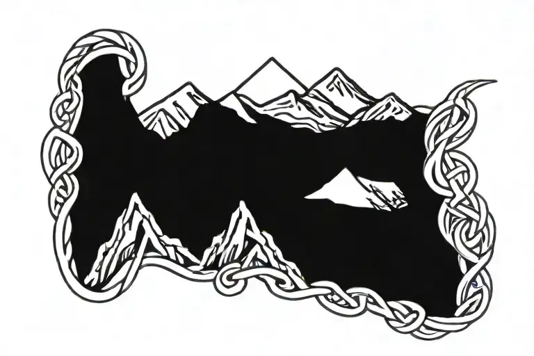 Celtic Knot And Mountains