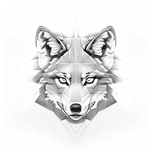 Geometric Red Wolf Face