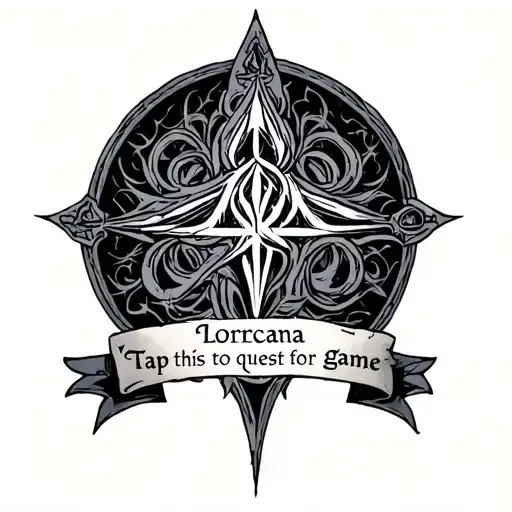 Lorcana Lore Symbol With A Quote Underneath 'Tap This To Quest For Game'