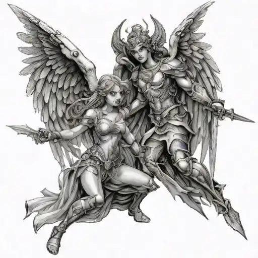Female Angel Guiding Demon Knight