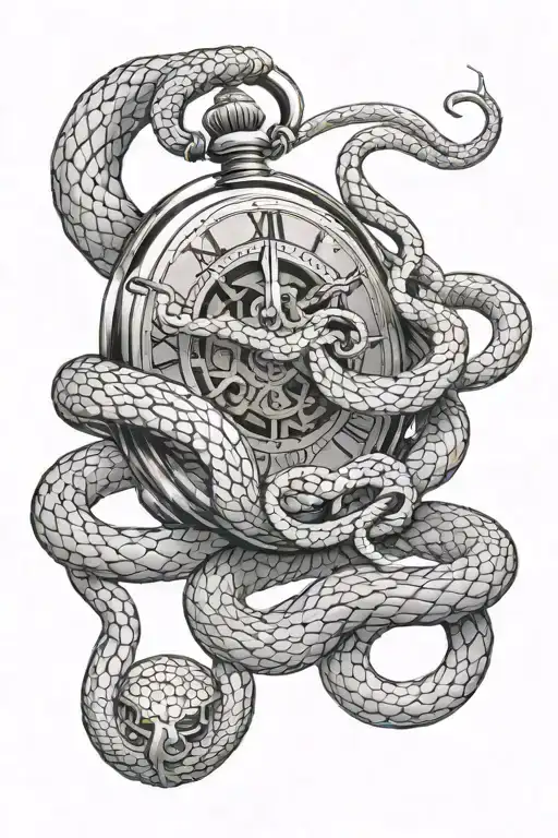 Pocket Watch And Snake Coiling
