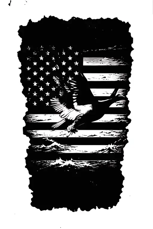 Tattered American Flag Incorporated With Uss Surfbird And Fair Winds And Following Seas