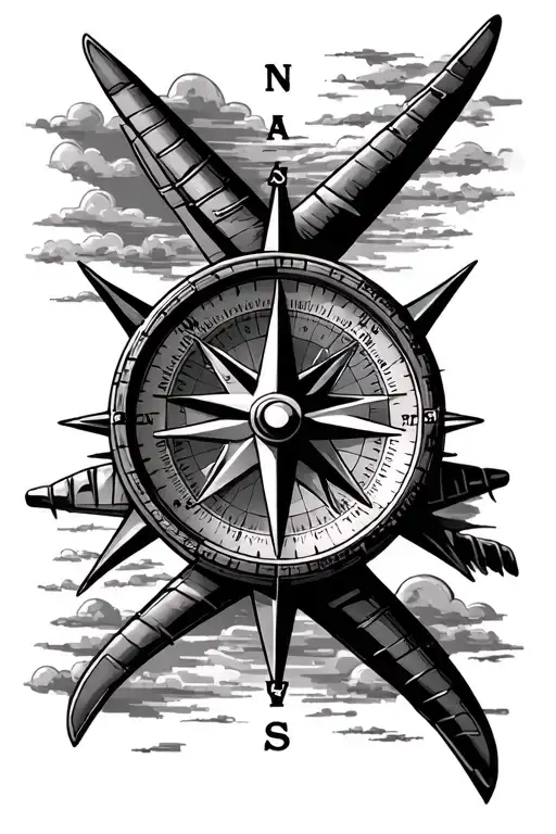 North Star Compass With Cessna Aviation Sky