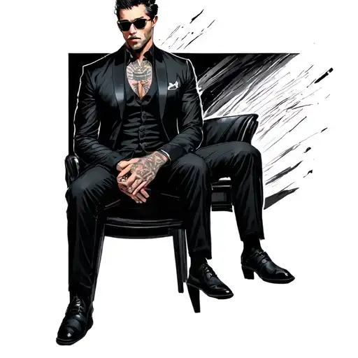 Men With Black Suit And Zigar