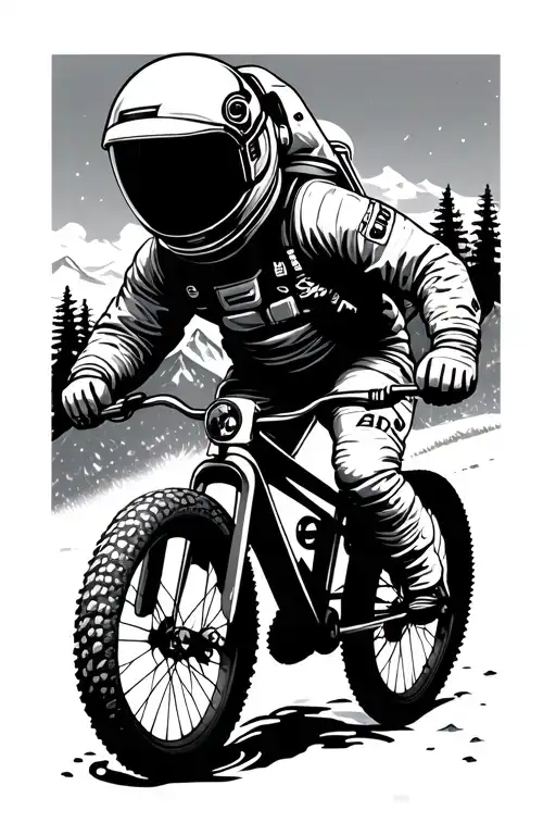 Astronaut Riding A Mountain Bike