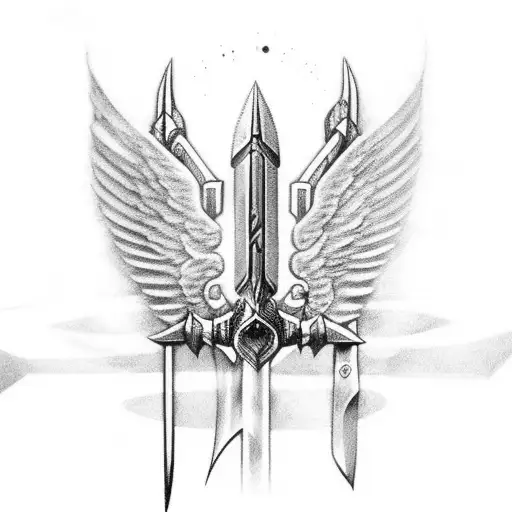 Anaklusmos Sword Shattered Halfway Down Surrounded By Wings