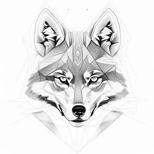 Geometric Red Wolf Face