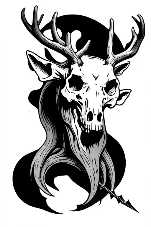 Arrow With Deer Horn Skull