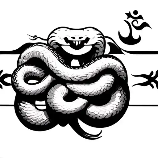 Create Ohm Hindu Ohm Sign With Three Head Snakes