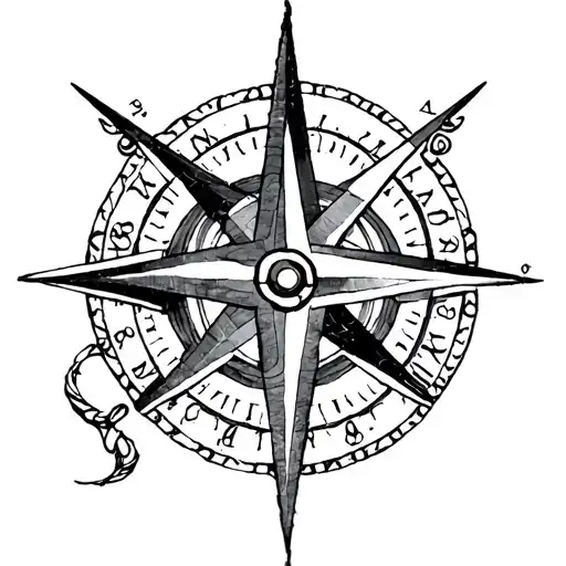 Compass Rose And Clock