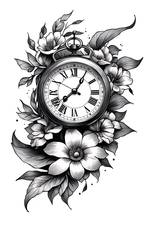 Tattoo For Right Shoulder And Clock And Plane Arm