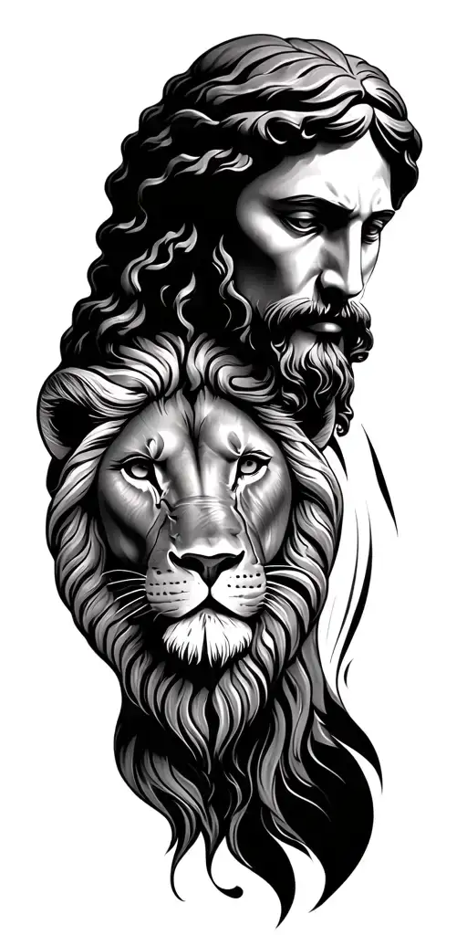 Jesus And A Lion Head