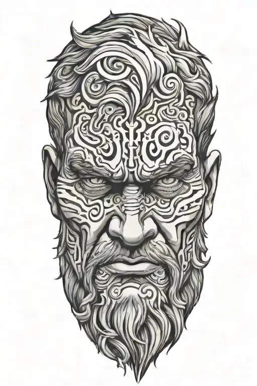 Zues Looking Angry Surrounded By Storm Clouds Floating