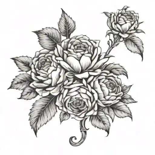 Unconditional Love Symbol Intertwined With Peonies And Roses