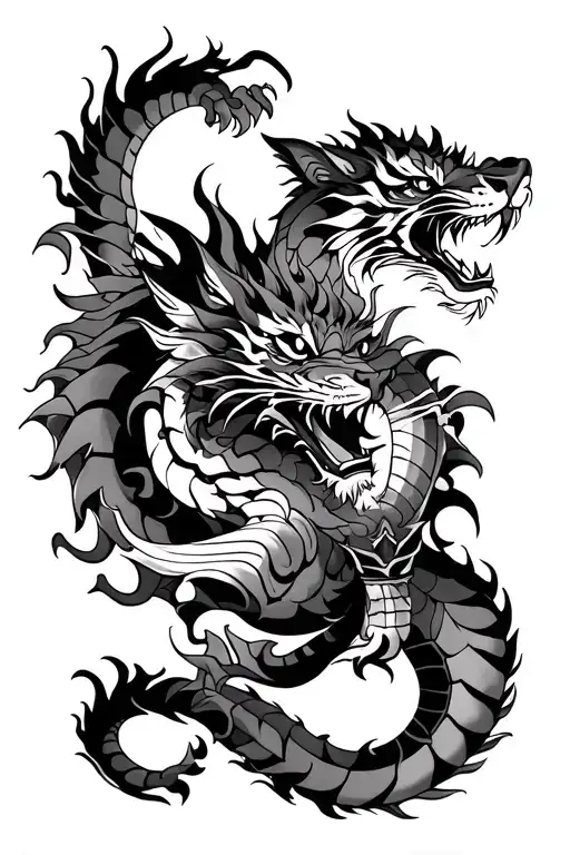 Dragon Tiger And Katana