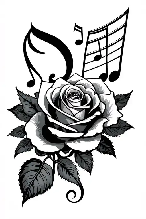 Gemini Sign Rose Music Notes Floating