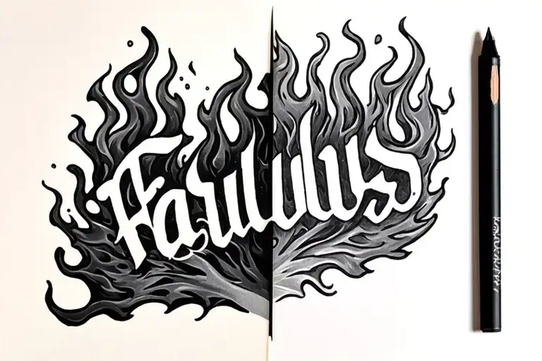 Fabulous Written On Right Fore Arm Tattoo Half Fire Half Ice